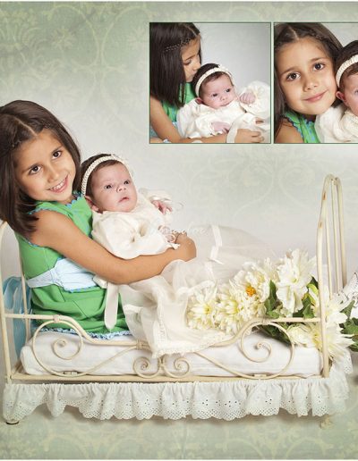 foto de niña sujetando un bebé